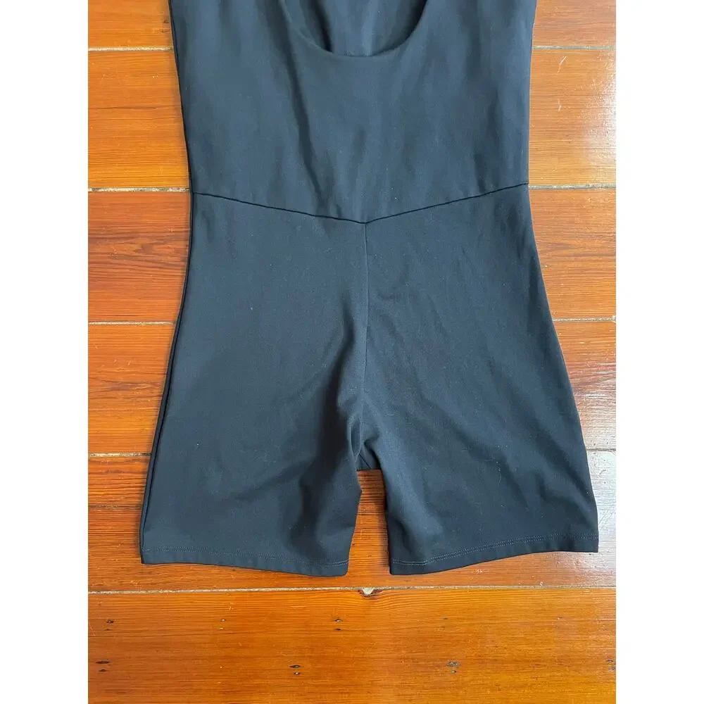 Girlfriend Collective Bike Unitard Black Medium Compressive Romper Built In Bra - Picture 7 of 11
